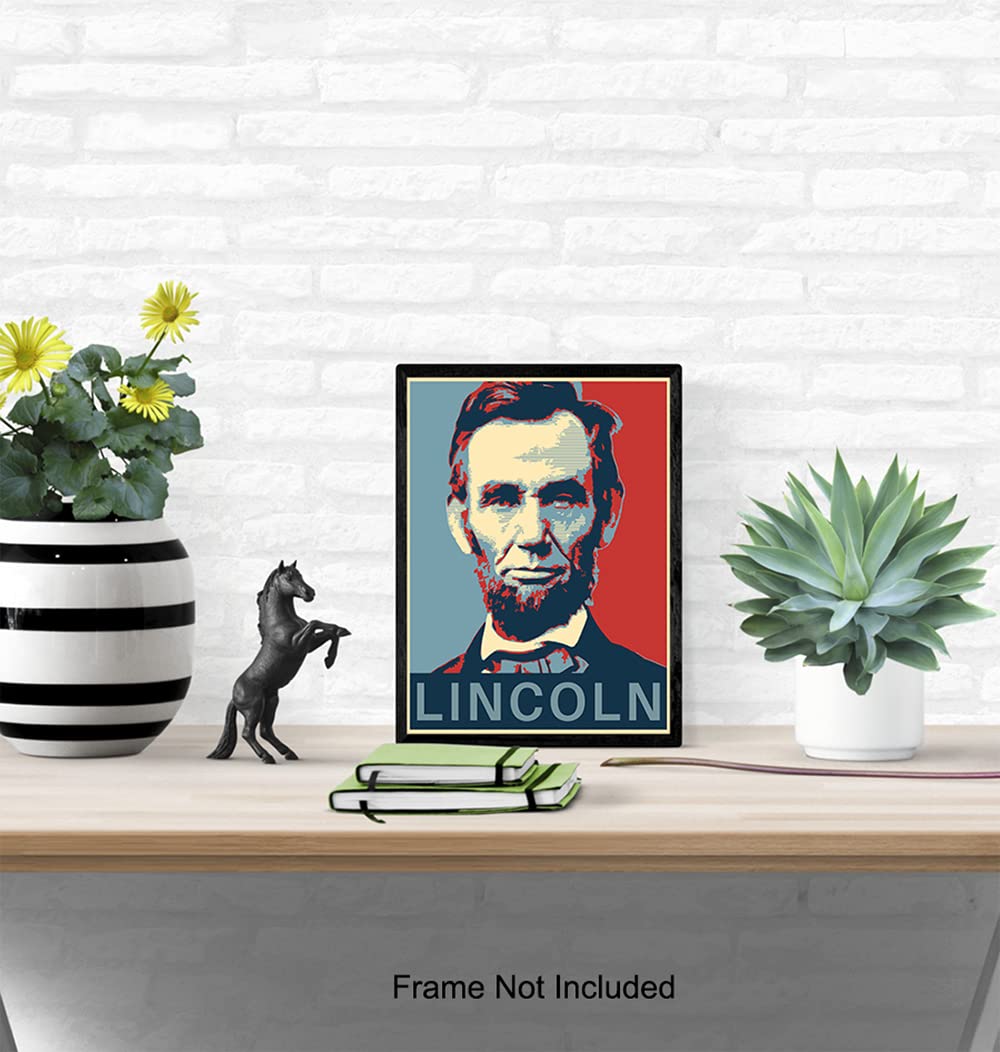 Abraham Lincoln Poster - Abe Lincoln Patriotic Wall Decor for Office, Home, Living Room, Den - Abraham Lincoln Gifts for Patriots, Republicans, Conservatives, Democrats, Liberals - USA US Wall Art