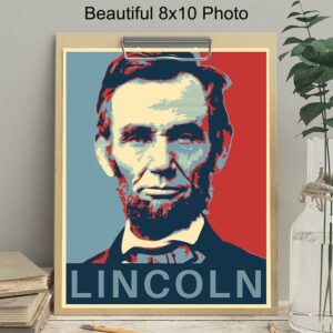 Abraham Lincoln Poster - Abe Lincoln Patriotic Wall Decor for Office, Home, Living Room, Den - Abraham Lincoln Gifts for Patriots, Republicans, Conservatives, Democrats, Liberals - USA US Wall Art