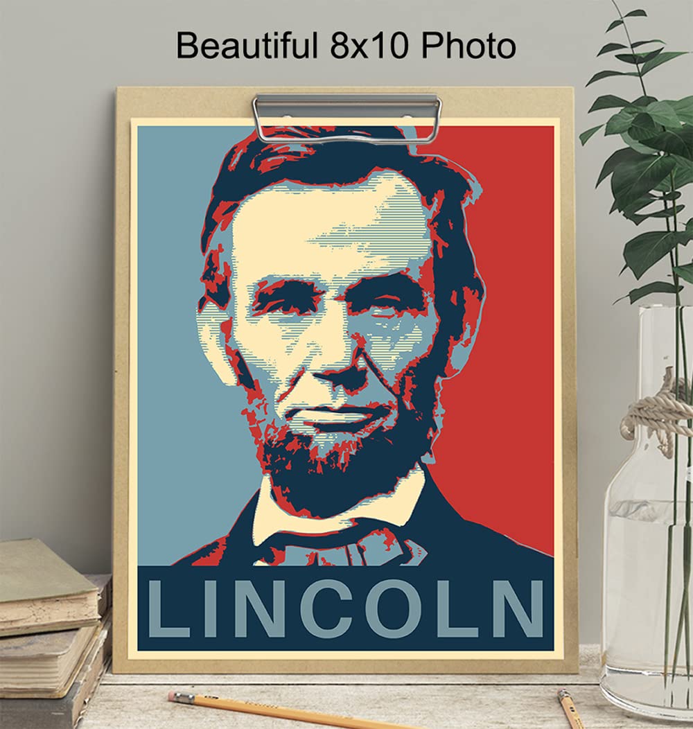 Abraham Lincoln Poster - Abe Lincoln Patriotic Wall Decor for Office, Home, Living Room, Den - Abraham Lincoln Gifts for Patriots, Republicans, Conservatives, Democrats, Liberals - USA US Wall Art