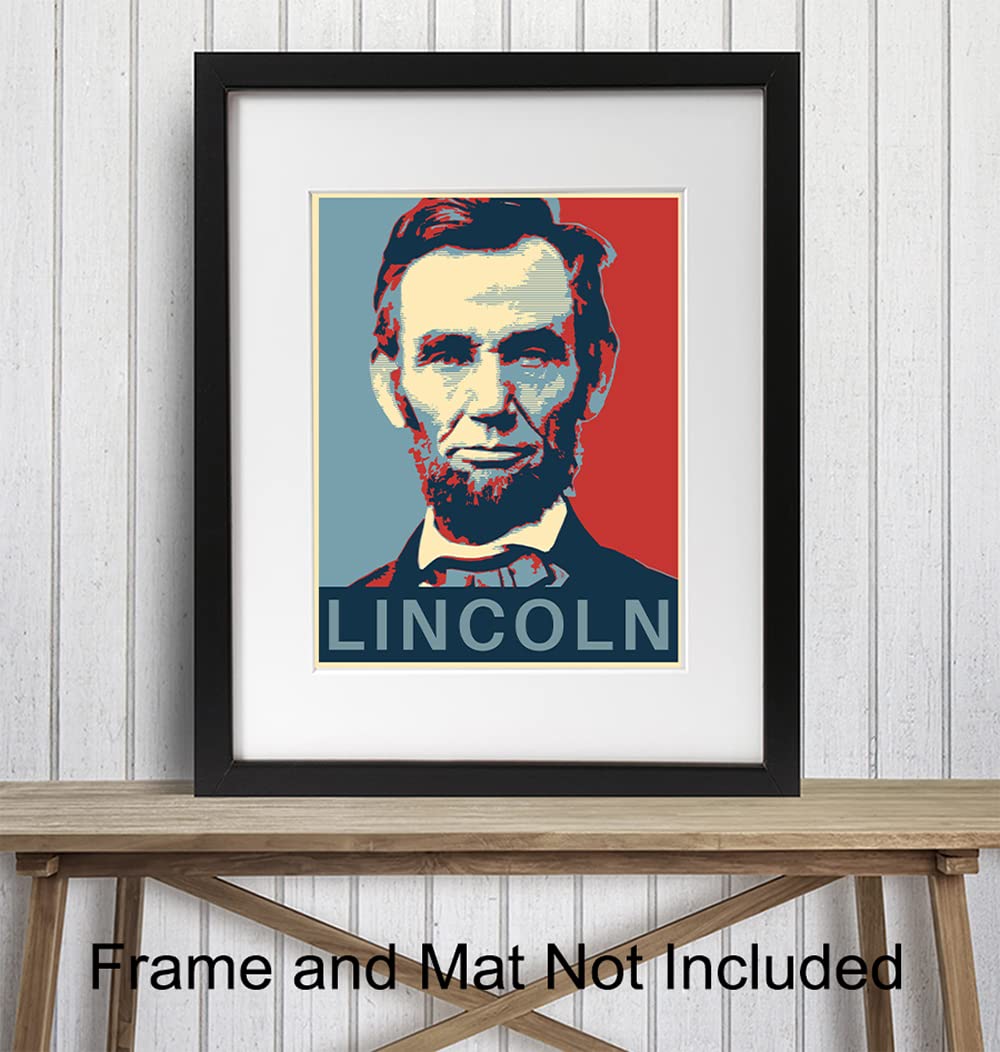 Abraham Lincoln Poster - Abe Lincoln Patriotic Wall Decor for Office, Home, Living Room, Den - Abraham Lincoln Gifts for Patriots, Republicans, Conservatives, Democrats, Liberals - USA US Wall Art