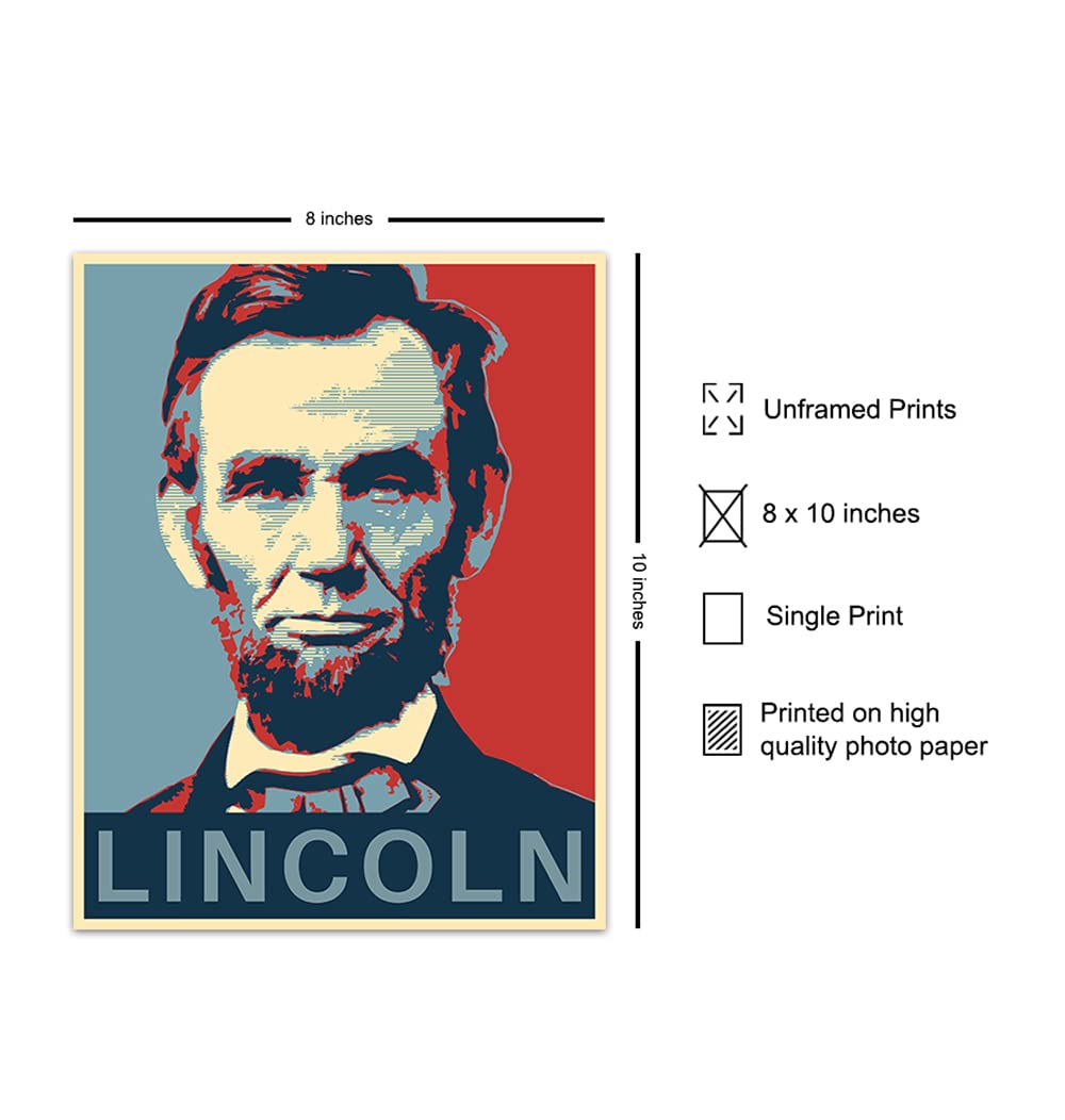 Abraham Lincoln Poster - Abe Lincoln Patriotic Wall Decor for Office, Home, Living Room, Den - Abraham Lincoln Gifts for Patriots, Republicans, Conservatives, Democrats, Liberals - USA US Wall Art