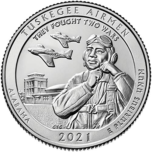 2021 P, D Tuskegee Airman National Historical Site, AL Quarter Singles - 2 Coin Set Uncirculated