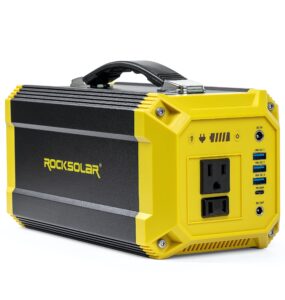 rocksolar portable power station 300w utility rs630a - 333wh backup lithium battery, solar generator power supply with ac/usb/12v dc outlets for camping, rv, home, outdoor, emergency