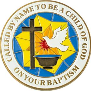 Baptism Coin, Baptismal Gift for Girls and Boys, Commemorative Keepsake Token, Catholic and Christian Religious Antique Gold Plated Prayer Challenge Coin