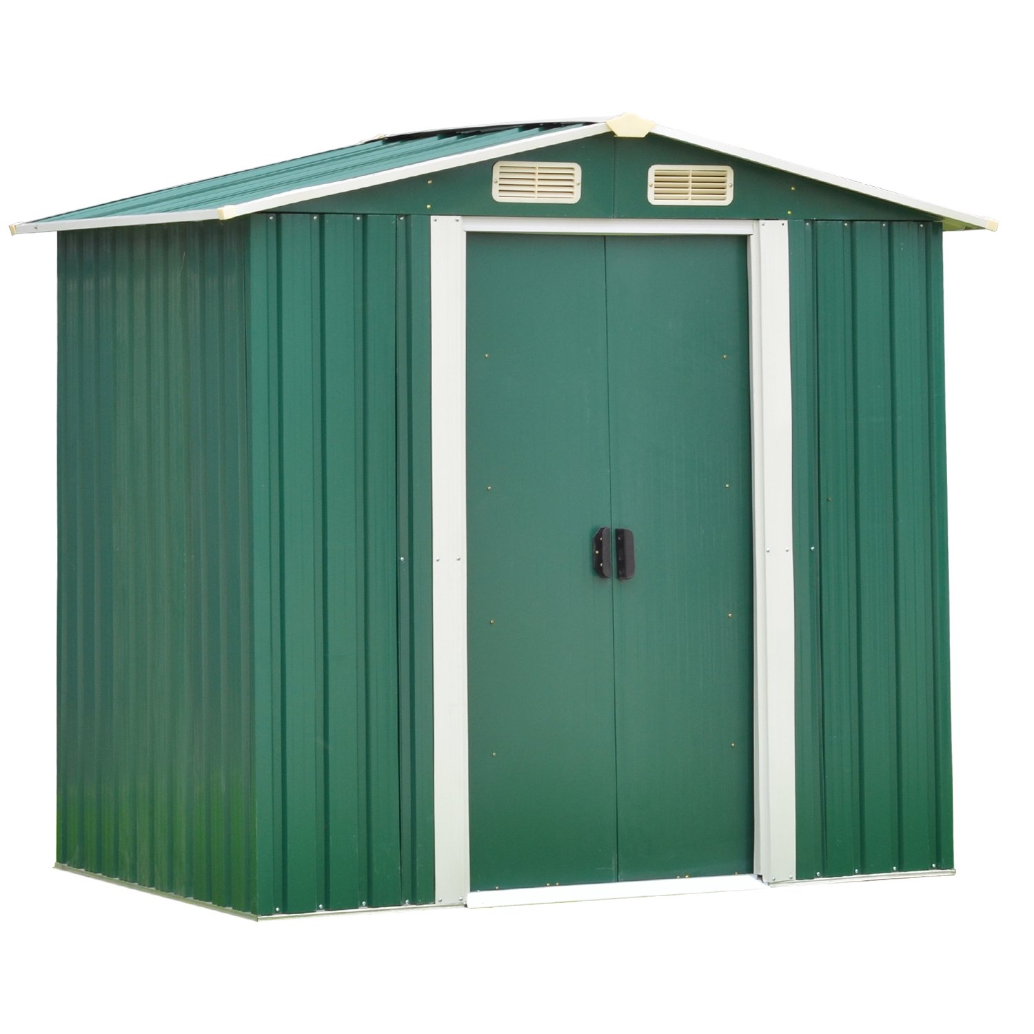 Kinsuite 6' x 4' Outdoor Storage Shed Slide Door, Galvanized Steel Tool Shed House for Patio Garden Backyard Lawn, Utility Tool House, Green