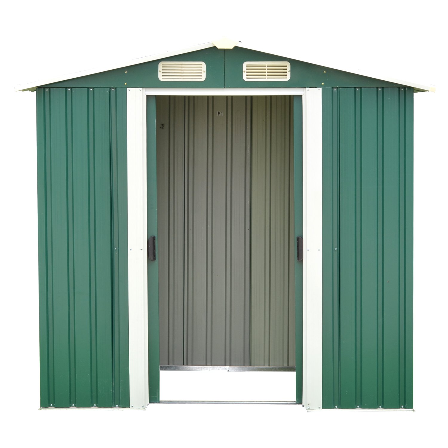 Kinsuite 6' x 4' Outdoor Storage Shed Slide Door, Galvanized Steel Tool Shed House for Patio Garden Backyard Lawn, Utility Tool House, Green