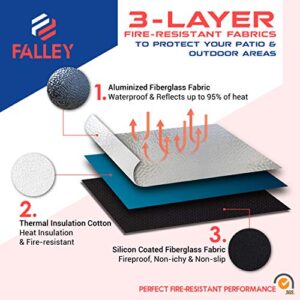 FALLEY 36" Fireproof Heat Resistant Round Portable Folding Fire Pit Mat Protector for Wood,Grass,Deck, Patio|Camping Firepit Mat to Keep Under Burning BBQ Grill with Extra Thick Pad to Shield Ground