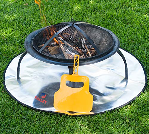 FALLEY 36" Fireproof Heat Resistant Round Portable Folding Fire Pit Mat Protector for Wood,Grass,Deck, Patio|Camping Firepit Mat to Keep Under Burning BBQ Grill with Extra Thick Pad to Shield Ground