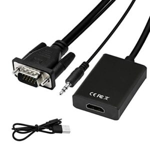 yacsejao vga to hdmi adapter 1080p vga male to hdmi female converter for computer, desktop, laptop, pc, monitor, projector, hdtv with audio cable and usb cable