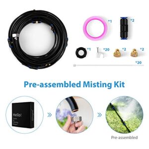 lifeegrn Misting Cooling System, Outdoor Misting System for Patio, 40 FT Misting Line+10 Mist Nozzles+3/4"Brass Adapter,Outdoor Mister System for Patio Garden Trampoline Greenhouse
