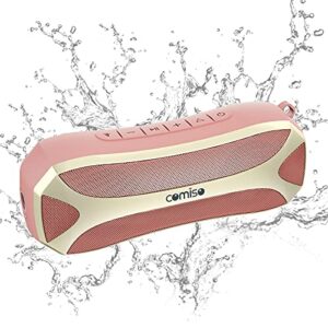 comiso portable bluetooth speaker, waterproof ipx7 shower speaker outdoor pink speaker with light, 30w loud sound powerful bass, dual stereo pairing, handsfree call bluetooth 5.0 24h for travel hiking