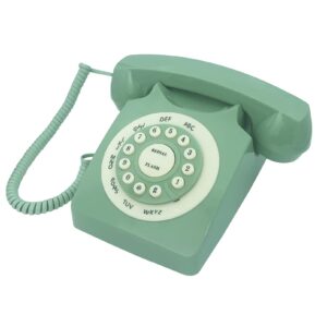 Retro Corded Landline Phone, TelPal Classic Vintage Old Fashion Telephone for Home & Office, Wired Home Phone Gift for Seniors (Green)
