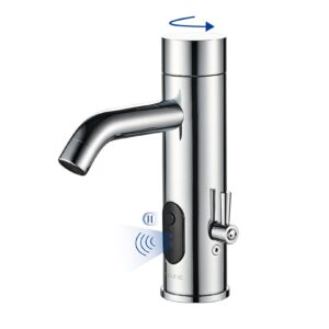 tusee manual and automatic faucet, touchless bathroom faucet with one temperature control rod, chrome, ts-5303c