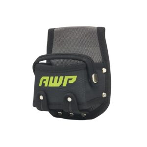 awp tape measure pouch with metal belt clip and tunnel loop, tool belt accessory