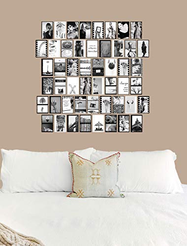 Black and White Wall Collage Kit - 50 Prints for Trendy Room Decor – Minimalistic Black and White and Grey Girls Bedroom Decor - Set of 50 Pcs Photo Prints 4x6