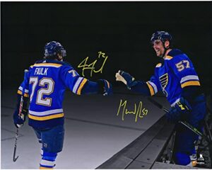 justin faulk & david perron st. louis blues autographed 16" x 20" spotlight photograph - autographed nhl photos