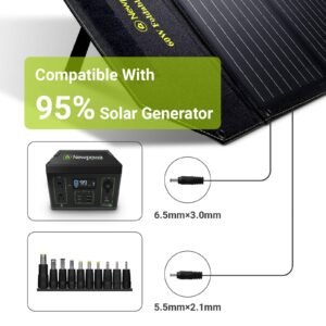Newpowa 60W Foldable Solar Panel Charger High-Efficiency Mono Cells, for Portable Genarator&12V Batteries, Dual DC Ports Compatible with Newpowa/Jackery/Goal Zero Generators, for RV Boat Van Camping…
