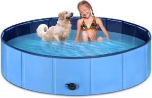 jecoo dog pool for large dogs kiddie pool hard plastic foldable dog bathing tub portable outside kids swimming pool for pets and dogs