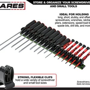 ARES 62028 - Green 16.5-Inch Hand Tool Holder - Aluminum Rail Stores up to 16 Screwdrivers or Small Tools and Keeps Your Garage Organized