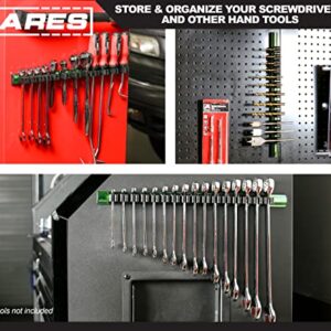 ARES 62028 - Green 16.5-Inch Hand Tool Holder - Aluminum Rail Stores up to 16 Screwdrivers or Small Tools and Keeps Your Garage Organized