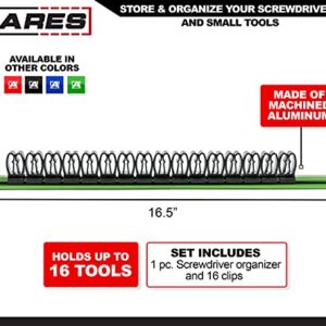 ARES 62028 - Green 16.5-Inch Hand Tool Holder - Aluminum Rail Stores up to 16 Screwdrivers or Small Tools and Keeps Your Garage Organized