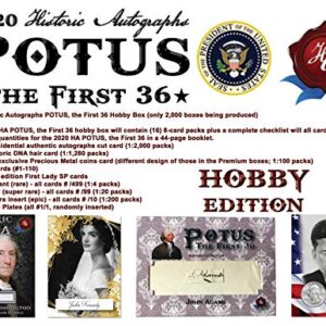 2020 Historic Autographs P.O.T.U.S. The First 36 BLASTER box (54 cards/bx)