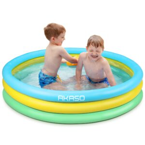 akaso kiddie pools, 59'' x 13'', inflatable swimming pools for boys, girls, toddlers, easy set up inflatable baby ball pit pool for ages 2+, garden, backyard, outdoor summer water party