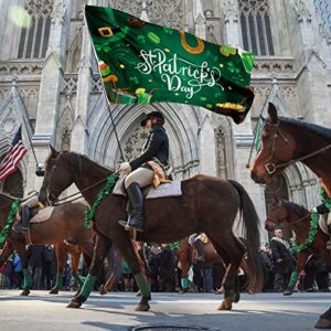 Probsin St Patricks Day Flags 3x5 Ft Double Printed Shamrocks Hat Gold Coins Backdrop Irish Holiday Decorations Ireland Party Supplies Wall Decor for Outdoor Indoor Garden Home House Garage Gift