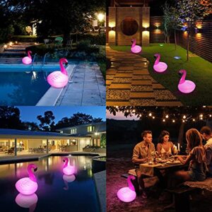 Rukars Solar Floating Lights 4 PCS, Flamingo Floating Pool Lights Solar Powered Glow Lights, Waterproof Auto On/Off LED Solar Lights Outdoor Decorative for Garden, Path, Yard, Patio, Party