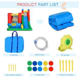 Outsunny 6-in-1 Kids Bounce House Inflatable Water Slide with Pool, Water Cannon, Climbing Wall, Inflator Included, Jumping Castle Kids Backyard Activity Outdoor Water Play Toy