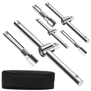 panmax 6 pieces extension bar set, 1/4", 3/8" and 1/2" drive socket extension sliding bar t-handle wrench, premium chrome vanadium steel with electroplating treatment for ratchet driver & car repair