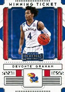 2020-21 contenders draft picks winning tickets #35 devonte' graham kansas jayhawks official ncaa licensed trading card by panini america