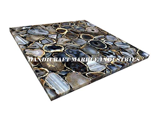 33" Inch Agate Square Table, Natural Agate Table, Square Coffee Table, Grey Agate Table, Square Agate Stone Table, Piece Of Conversation, Family HeirLoom