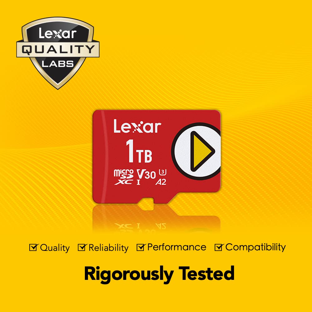 Lexar 1TB PLAY micro SD Card, UHS-I, C10, U3, V30, A2, Full-HD Video, Up To 150MB/s, Expanded Storage for Nintendo-Switch, Gaming Devices, Smartphones, Tablets (LMSPLAY001T-BNNNU)