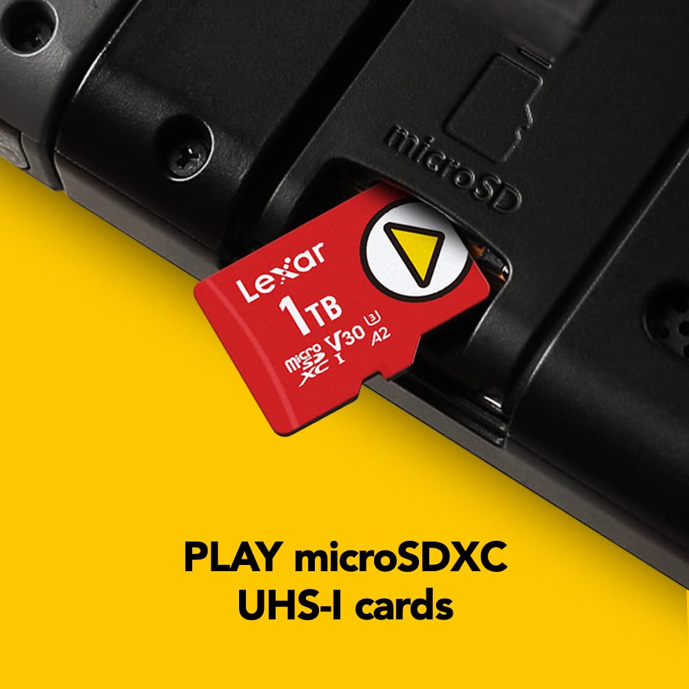 Lexar 1TB PLAY micro SD Card, UHS-I, C10, U3, V30, A2, Full-HD Video, Up To 150MB/s, Expanded Storage for Nintendo-Switch, Gaming Devices, Smartphones, Tablets (LMSPLAY001T-BNNNU)