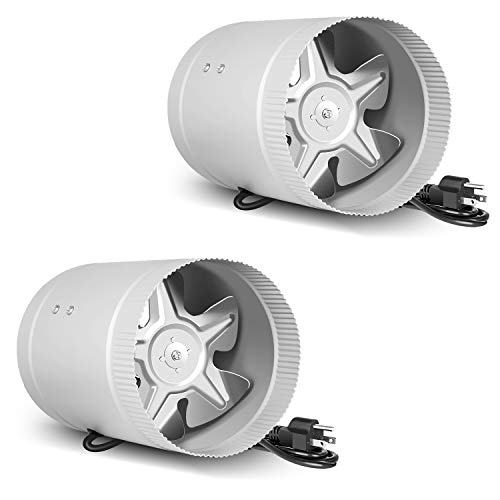 iPower 6 Inch Booster Fan 174 CFM with Low Noise, Inline Duct Exhaust HVAC Vent Blower in Grow Tent, Basements, Bathrooms and Kitchens, 2 Pack