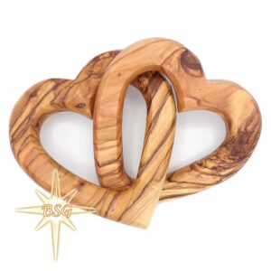 Customized Gifts, Olive Wood Hearts, Personalized Valentines Day Gift, Together Forever, Unique and Cute for Engagement, Wedding, Anniversary, interwind interlocking hearts for her, him, wife, husband