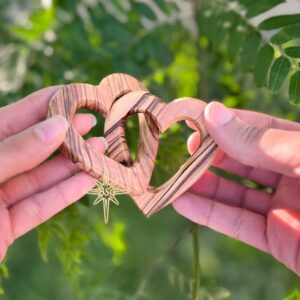 Customized Gifts, Olive Wood Hearts, Personalized Valentines Day Gift, Together Forever, Unique and Cute for Engagement, Wedding, Anniversary, interwind interlocking hearts for her, him, wife, husband