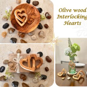 Customized Gifts, Olive Wood Hearts, Personalized Valentines Day Gift, Together Forever, Unique and Cute for Engagement, Wedding, Anniversary, interwind interlocking hearts for her, him, wife, husband