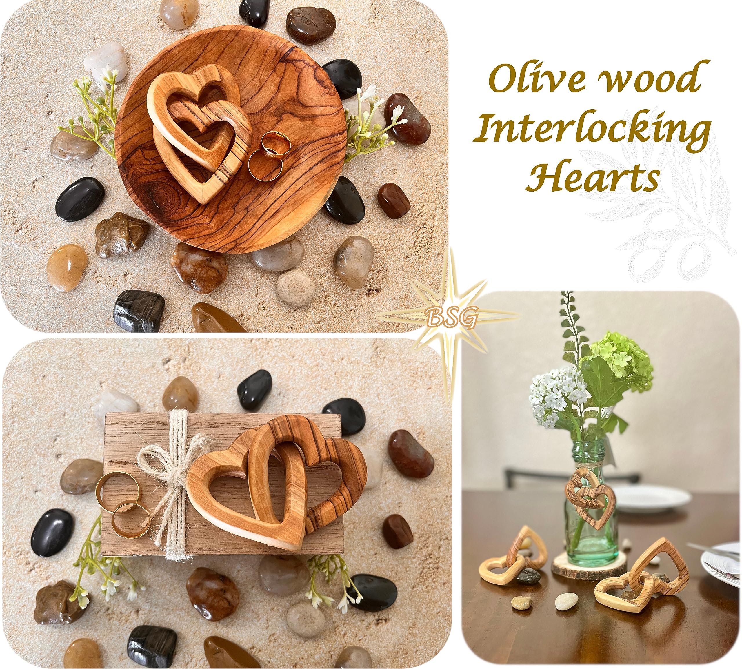 Customized Gifts, Olive Wood Hearts, Personalized Valentines Day Gift, Together Forever, Unique and Cute for Engagement, Wedding, Anniversary, interwind interlocking hearts for her, him, wife, husband