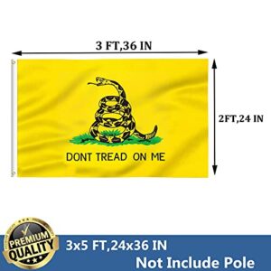 Dont Tread on Me Gadsden Double Sided Flag 3x5 Outdoor Heavy Duty Don't Tread Flags Banner with 2 Brass Grommets