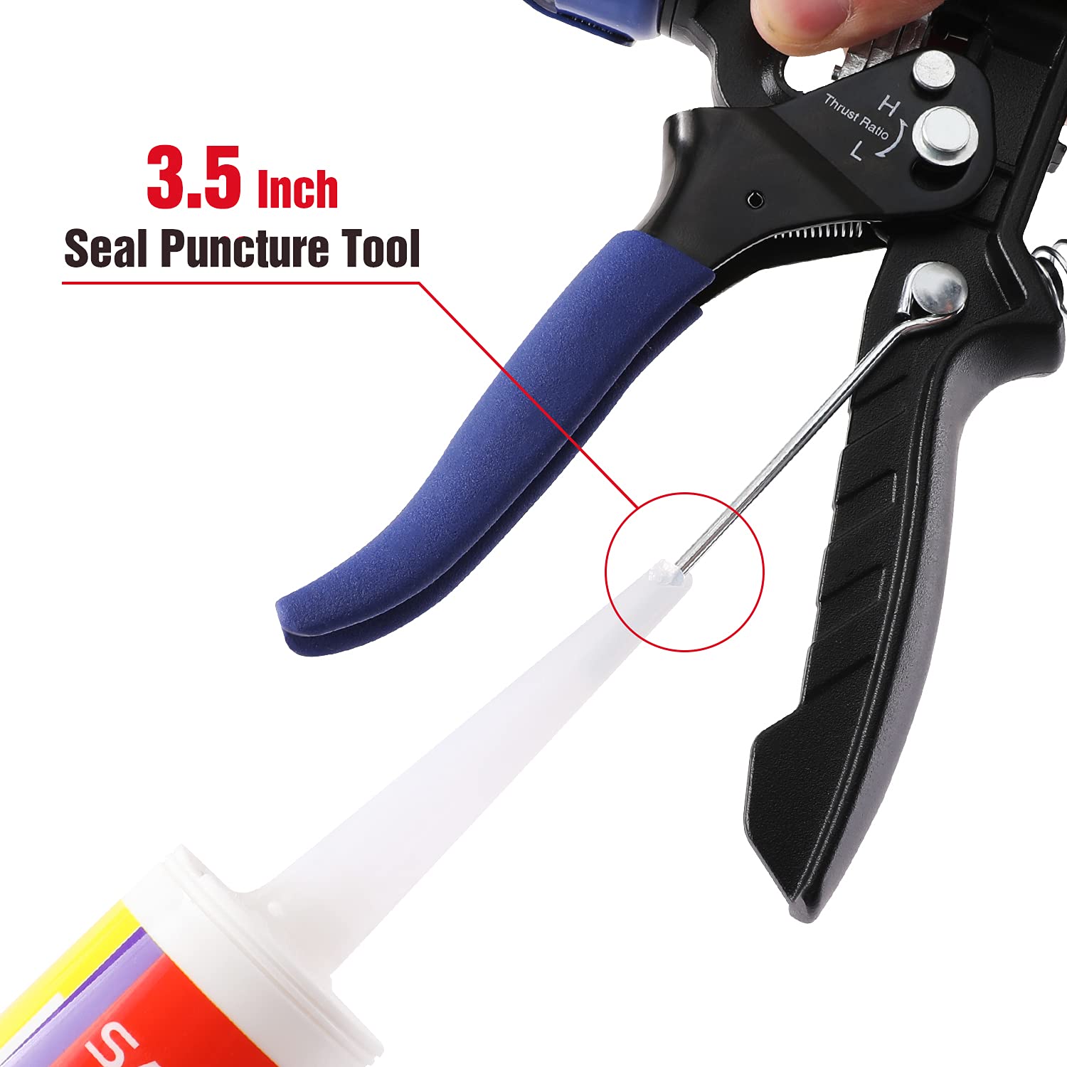 WORKPRO Caulking Gun, Adjustable Hand Caulk gun, No Dripping Regulating, Sealant Silicone Gun with Comfort Grip, 9:1 & 18:1 Thrust Ratio, Smooth Round Rod for 10oz Caulk tubes