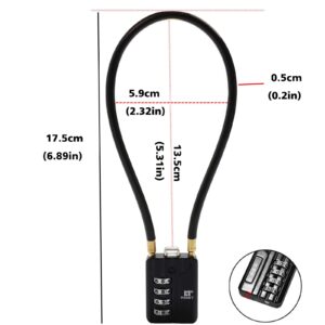 RESET-201 4 Digit Combination Padlock with 12 inch(30cm) Steel Cable,Cable Lock for Locker Luggage Suitcase Gun Case Toolbox Helmet,5mm Diameter,Black