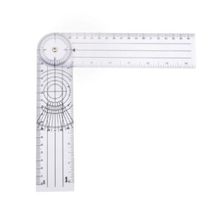 WIN TAPE Clear Plastic Goniometer Can Rotate 360 Degree 7'' Arms, Quick Angle Protractor Measuring Tool