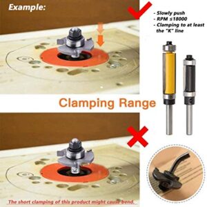 Mesee 2 Pieces Top & Bottom Bearing Flush Trim Router Bit Set, 1/4 Inch Shank Pattern Template Trimming Router Bits with Bearing Guide Woodworking Milling Cutter Tool - Cutting Height 1" & 1-1/2"