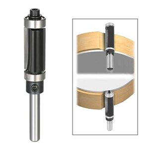 Mesee 2 Pieces Top & Bottom Bearing Flush Trim Router Bit Set, 1/4 Inch Shank Pattern Template Trimming Router Bits with Bearing Guide Woodworking Milling Cutter Tool - Cutting Height 1" & 1-1/2"