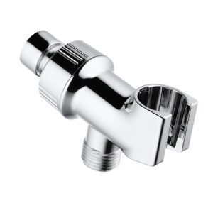 universal shower head holder for hand held showerheads, adjustable shower arm mount bracket with brass pivot ball, shower head connector - chrome