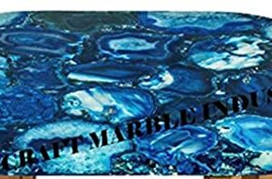 24" Inch Agate Square Table, Natural Agate Table, Square Coffee Table, Blue Agate Table, Square Agate Stone Table