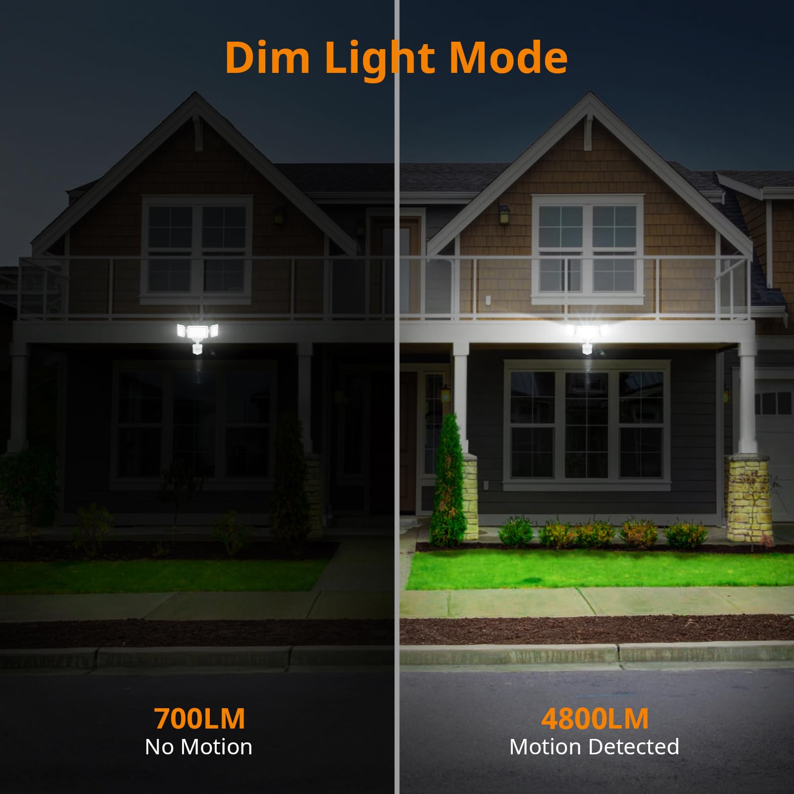 LEPOWER 45W Flood Lights Motion Sensor Outdoor Lights, 4800LM LED Security Light, Dusk to Dawn Motion Sensor Light, 3 Modes, 5000K, IP65 Waterproof, 3 Head Outdoor Flood Light for Garage Yard Porch