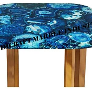 33" Inch Agate Square Table, Natural Agate Table, Square Coffee Table, Blue Agate Table, Square Agate Stone Table